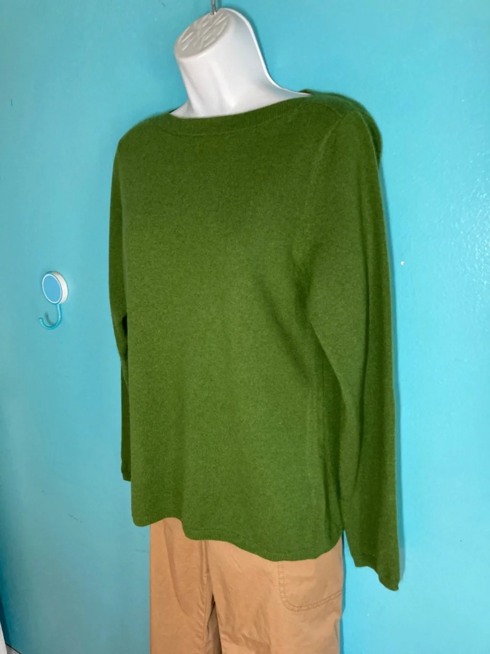 Charter Club Womens Size L  2 Ply 100% Cashmere Green Pullover Sweater - Picture 3 of 9